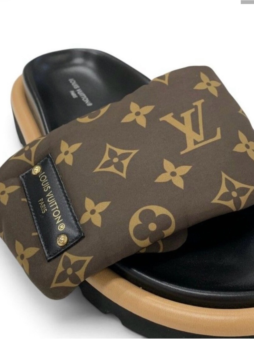 Louis Vuitton Brown Monogram Padded Slide Sandals Size 38